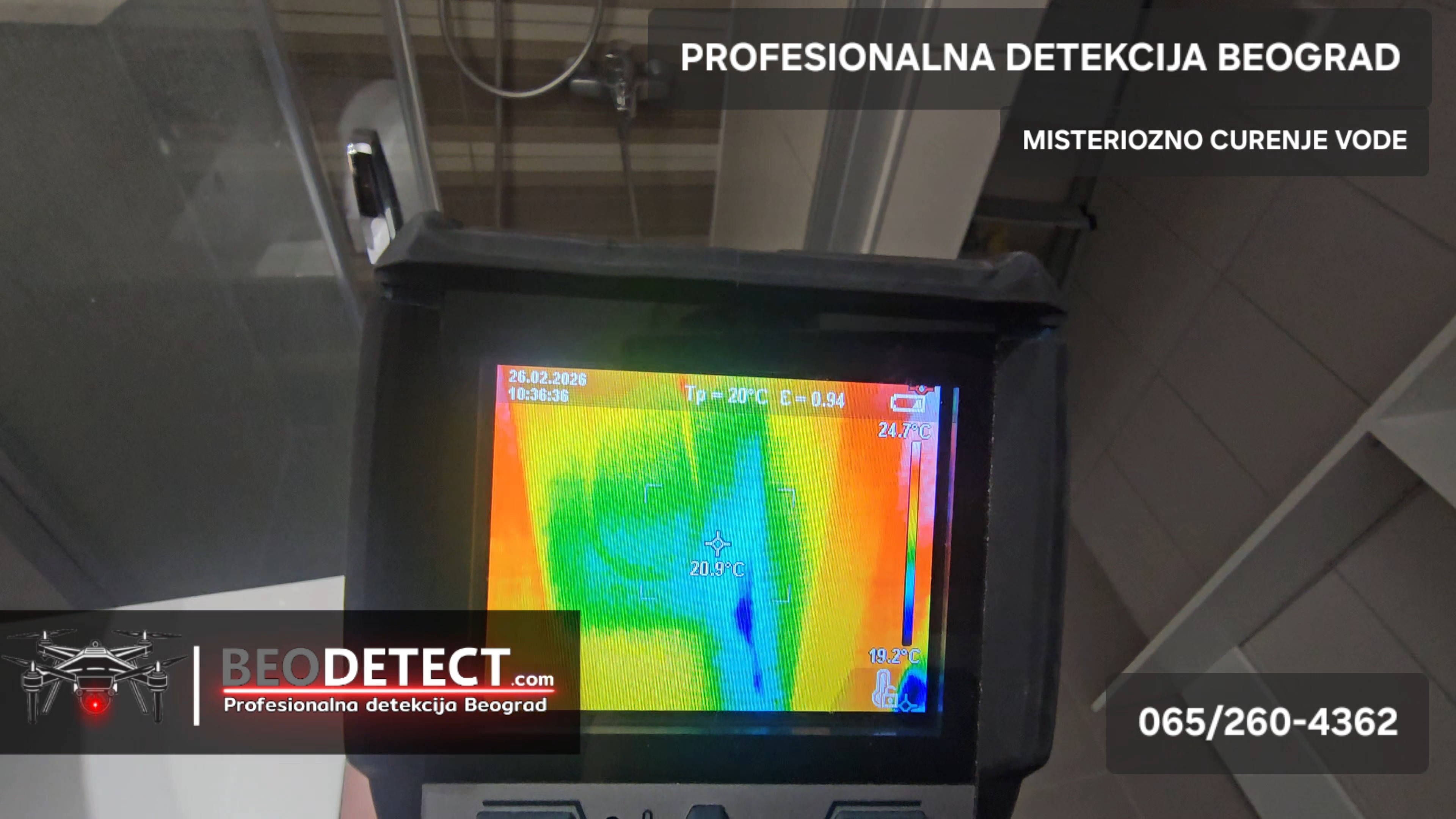 Uspesno otkriveno curenje vode termovizijom beodetect beo detect beograd detekcija curenja termovizija termovizijsko snimanje usluzno termalna kamera termo kamera senzorsko merenje vlage