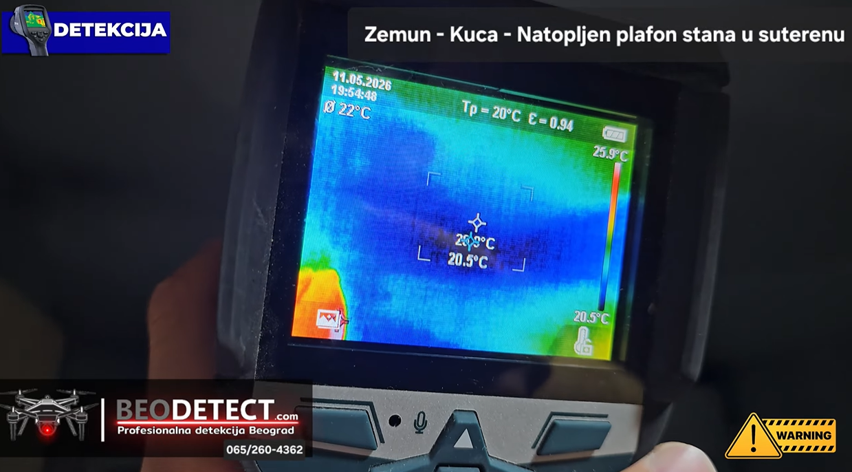 Nalazi termovizijsko snimanje snimanja analiza kamere otkrivanje vlage u zidu beograd zemun ispitivanje natapanja beodetect beograd TC zmaj kuca stan u kuci suteren prizemlje plafon curi