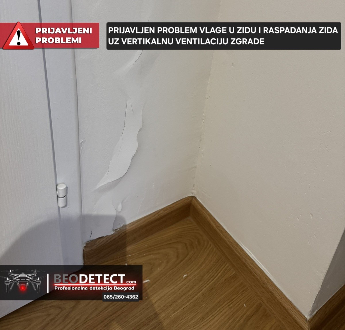 Prijavljen problem - Zid vlazi pored vertikale ventilacionog kanala u stambenoj zgradi…