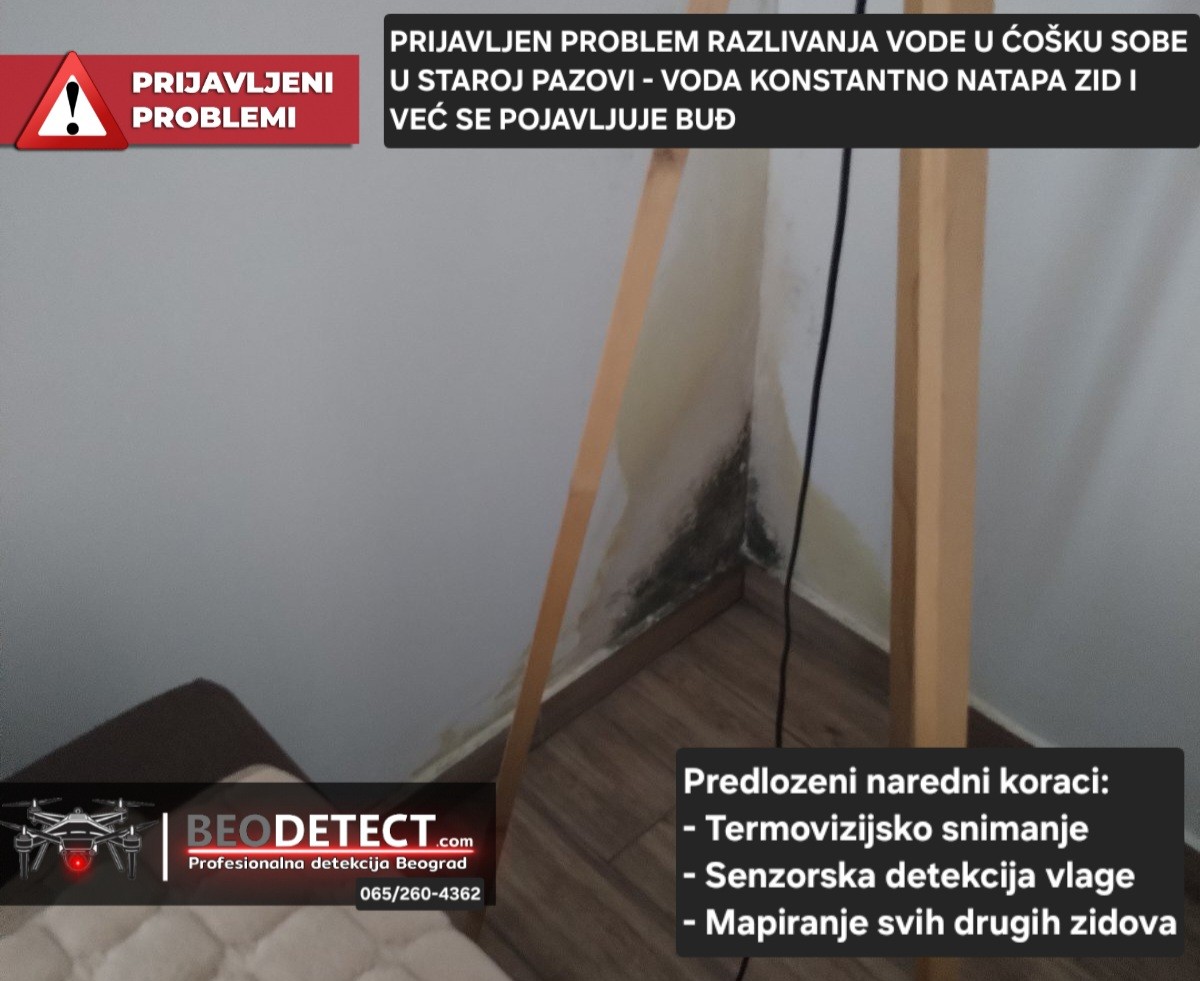 (Stara Pazova) Prijavljen problem razlivanja curenja vode u cosku sobe u Staroj pazovi…