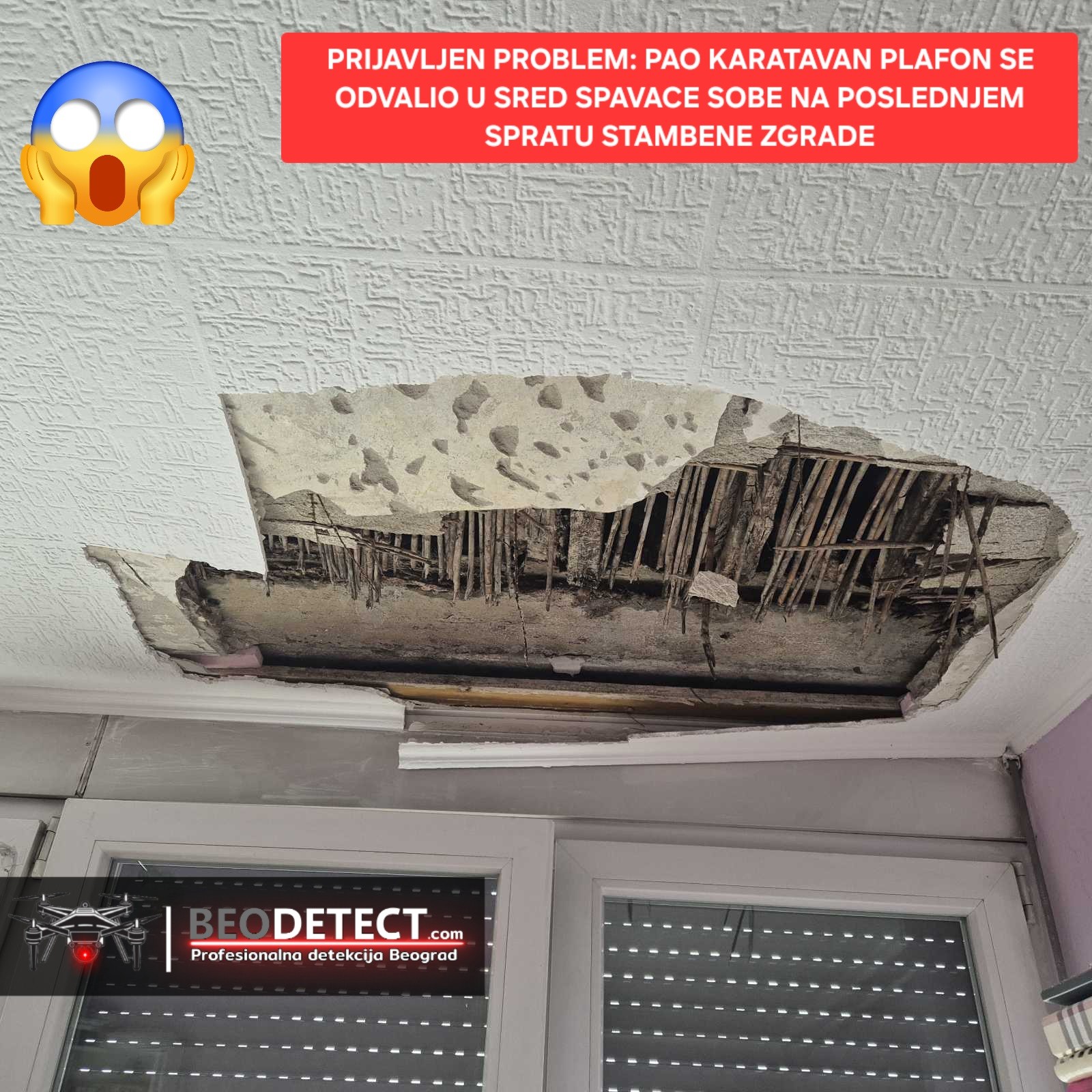 Prijavljen problem - Novi Beograd - Fontana - Karatavan plafon se obrušio u spavaćoj&hellip;